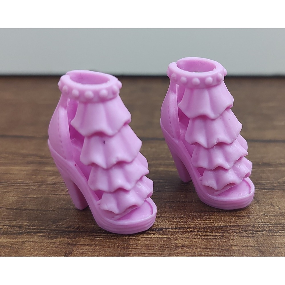 Barbie Doll Pink Ruffle Platform High Heel Open Toe Shoe Arched Feet Z6